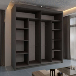 Sliding Wardrobes 4 u LTD Modern Wardrobe With Led Light Double Sliding Door Stylish Mirrored Wardrobe - Grey 203Cm - thumbnail 3