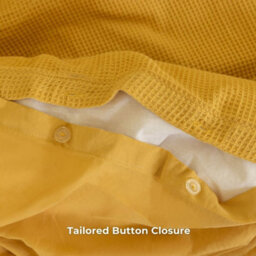 MHG Living Chunky Waffle Duvet Cover Set - Polycotton Blend, Button Fastening - (Double, Mustard) - thumbnail 4