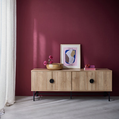 Sweeek - 157.5Cm Tv Unit Wooden Effect 4 Doors  Bazalt Light Wood 157.5X39X60 Cm - image 1