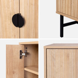 Sweeek - 157.5Cm Tv Unit Wooden Effect 4 Doors  Bazalt Light Wood 157.5X39X60 Cm - thumbnail 5