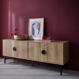 Sweeek - 157.5Cm Tv Unit Wooden Effect 4 Doors  Bazalt Light Wood 157.5X39X60 Cm - thumbnail 7