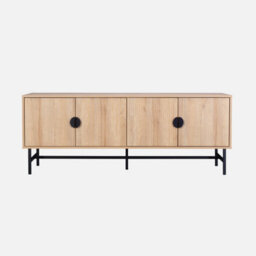Sweeek - 157.5Cm Tv Unit Wooden Effect 4 Doors  Bazalt Light Wood 157.5X39X60 Cm - thumbnail 2