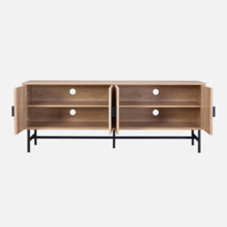 Sweeek - 157.5Cm Tv Unit Wooden Effect 4 Doors  Bazalt Light Wood 157.5X39X60 Cm - thumbnail 3