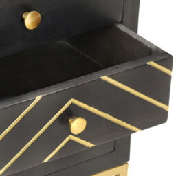 Berkfield Bedside Cabinet Black And Gold 40X30X50 Cm Solid Mango Wood - thumbnail 5