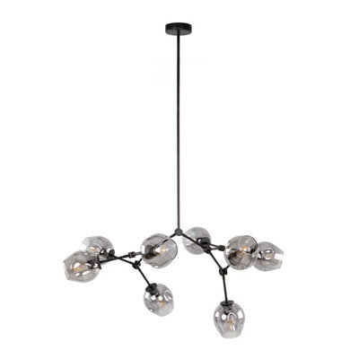 Luminosa Lighting Luminosa Ferral Multi Arm Pendant Ceiling Light Black With Smoked Shade 8Xe27 - image 1
