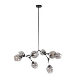Luminosa Lighting Luminosa Ferral Multi Arm Pendant Ceiling Light Black With Smoked Shade 8Xe27 - thumbnail 1