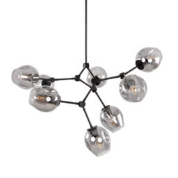 Luminosa Lighting Luminosa Ferral Multi Arm Pendant Ceiling Light Black With Smoked Shade 8Xe27 - thumbnail 5