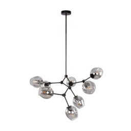 Luminosa Lighting Luminosa Ferral Multi Arm Pendant Ceiling Light Black With Smoked Shade 8Xe27 - thumbnail 3