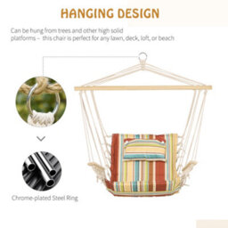 Matteo Multi-Color Stripe Hanging Hammock Swing Chair With Thick Rope Frame & Wide Seat For Indoor/outdoor Use - thumbnail 6