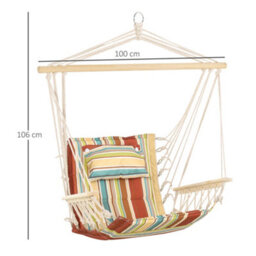 Matteo Multi-Color Stripe Hanging Hammock Swing Chair With Thick Rope Frame & Wide Seat For Indoor/outdoor Use - thumbnail 3