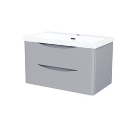 Nes Home Merton Matte Grey 800mm Wall Hung Drawer & White Basin Sink Vanity Unit - thumbnail 7