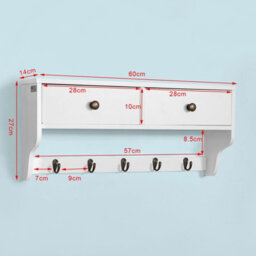 Sobuy Frg178-W, Wall Coat Rack Wall Display Storage Unit,white,w60Xd14.5Xh26.7 - thumbnail 3