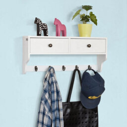 Sobuy Frg178-W, Wall Coat Rack Wall Display Storage Unit,white,w60Xd14.5Xh26.7 - thumbnail 2