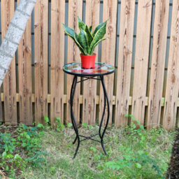 Geezy Iron/glass Round Coffee Table Small Butterfly Mosaic Design Garden Patio - thumbnail 6