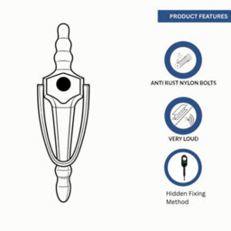 "UAP Limited Share Uap Slimline Victorian Urn 8"" Stainless Steel Door Knocker With Spyhole And Hidden Fixing In Mirror Polished Silver Finish" - thumbnail 3