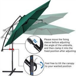 Yaheetech Dark Green 3M Patio Offset Umbrella Outdoor Parasol With Crank - thumbnail 6