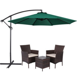 Yaheetech Dark Green 3M Patio Offset Umbrella Outdoor Parasol With Crank - thumbnail 8