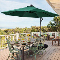 Yaheetech Dark Green 3M Patio Offset Umbrella Outdoor Parasol With Crank - thumbnail 1