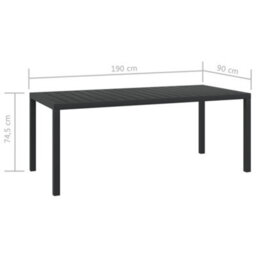 Berkfield Garden Table Black 185X90X74 Cm Aluminium And Wpc - thumbnail 5