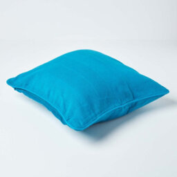 Homescapes Cotton Rajput Ribbed Teal Cushion Cover, 60 X 60 Cm - thumbnail 3