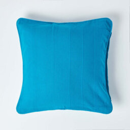 Homescapes Cotton Rajput Ribbed Teal Cushion Cover, 60 X 60 Cm - thumbnail 1