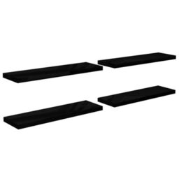 Berkfield Floating Wall Shelves 4 Pcs High Gloss Black 120X23.5X3.8 Cm Mdf - thumbnail 2