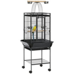 Pawhut Steel Bird Cage,large Budgie Cage For Cockatiels And Parakeets - thumbnail 2
