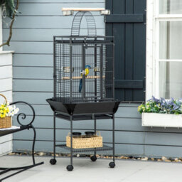 Pawhut Steel Bird Cage,large Budgie Cage For Cockatiels And Parakeets - thumbnail 1