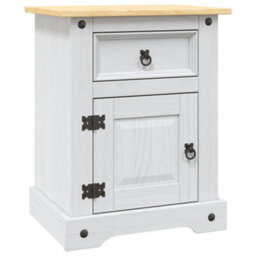 Berkfield Rustic Bedside Cabinet Mexican Pine Corona Range White 53X39X67 Cm - thumbnail 1