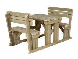 Arbor Garden Solutions Alders Wooden Picnic Bench And Table Set, Rounded Outdoor Dining Set With Backrest (4Ft, Natural Finish)