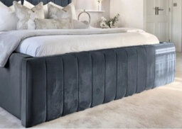 UKBEDFURNITURE Geneva Steel Plush Valvet Upholstered Bed Frame Only- Blackboard - 60 Inch Headboard - thumbnail 3
