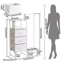 Fabric Chest Of Drawers Bedroom, Cabinet With White - thumbnail 2