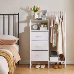 Fabric Chest Of Drawers Bedroom, Cabinet With White - thumbnail 3