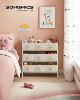 Songmics Children's Storage Shelf For Toys And Books, Kid Toy Shelf With 9 Non-Woven Fabric Boxes,29.5 X 62.5 X 60 Cm, Cloud White - image 1