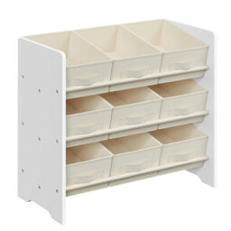 Songmics Children's Storage Shelf For Toys And Books, Kid Toy Shelf With 9 Non-Woven Fabric Boxes,29.5 X 62.5 X 60 Cm, Cloud White - thumbnail 2