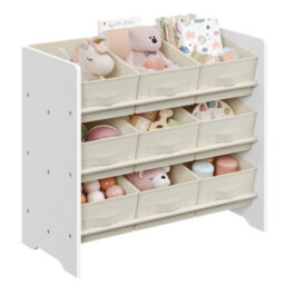 Songmics Children's Storage Shelf For Toys And Books, Kid Toy Shelf With 9 Non-Woven Fabric Boxes,29.5 X 62.5 X 60 Cm, Cloud White - thumbnail 3