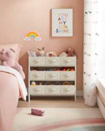 Songmics Children's Storage Shelf For Toys And Books, Kid Toy Shelf With 9 Non-Woven Fabric Boxes,29.5 X 62.5 X 60 Cm, Cloud White - thumbnail 4