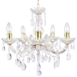 Litecraft Marie Therese Brass 5 Light Chandelier - thumbnail 2