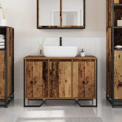 Berkfield Bathroom Sink Cabinet Old Wood 91X35X60 Cm Engineered Wood - image 1