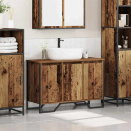 Berkfield Bathroom Sink Cabinet Old Wood 91X35X60 Cm Engineered Wood - thumbnail 4
