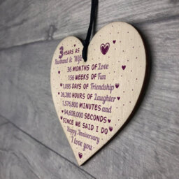Red Ocean 3Rd Wedding Anniversary Gift Wooden Heart Leather Third Wedding Anniversary Gift - thumbnail 7