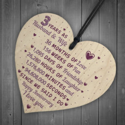 Red Ocean 3Rd Wedding Anniversary Gift Wooden Heart Leather Third Wedding Anniversary Gift - thumbnail 6