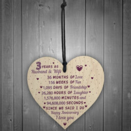Red Ocean 3Rd Wedding Anniversary Gift Wooden Heart Leather Third Wedding Anniversary Gift - thumbnail 2