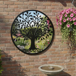 Deenz The Outdoor Living Collection Tree Of Life Mirror Black Circular Frame Branch Design Wall Mount Ornament Plastic Rustic 50Cm - thumbnail 3