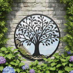 Deenz The Outdoor Living Collection Tree Of Life Mirror Black Circular Frame Branch Design Wall Mount Ornament Plastic Rustic 50Cm - thumbnail 2