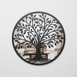 Deenz The Outdoor Living Collection Tree Of Life Mirror Black Circular Frame Branch Design Wall Mount Ornament Plastic Rustic 50Cm - thumbnail 6