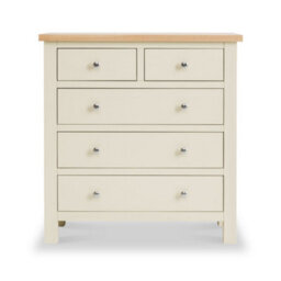 Farro Cream 2 Over 3 Chest Of Drawers Fully Assembled - Painted With Oak Top By Roseland Furniture - thumbnail 4