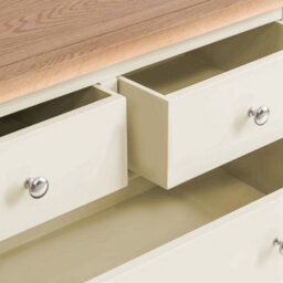 Farro Cream 2 Over 3 Chest Of Drawers Fully Assembled - Painted With Oak Top By Roseland Furniture - thumbnail 7