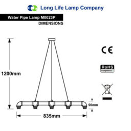 Long Life Lamps Company Vintage Industrial Waterpipe Ceiling Light Rustic Copper Metal Water Pipe Steampunk M0023P - thumbnail 2