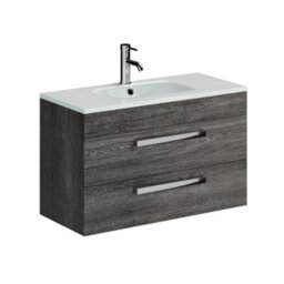 Plum&clay Novela Dark Wood Wall Hung Vanity Unit With Crystal Basin (W)800mm - thumbnail 2